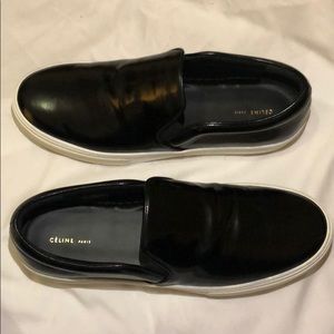 Celine black patent leather slip on sneaker